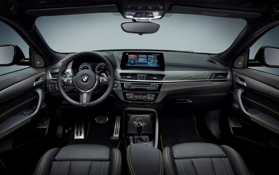 Dashboard and front seats in 2023 BMW X2 small luxury SUV, the new cheapest BMW car