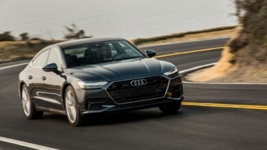 A 2019 Audi A7 driving around a bend, the 2019 Audi A7 is included in the latest Audi recall
