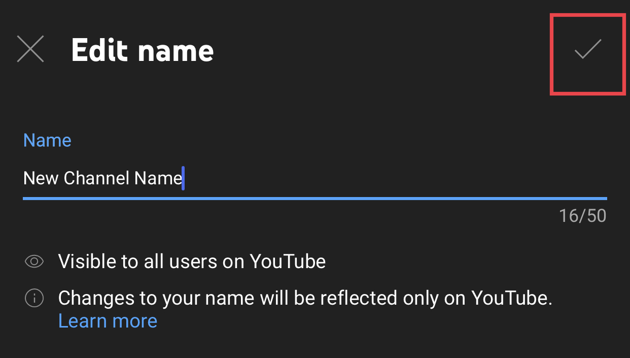 Change the name of the YouTube channel