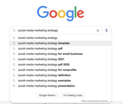 Google search suggestions for 