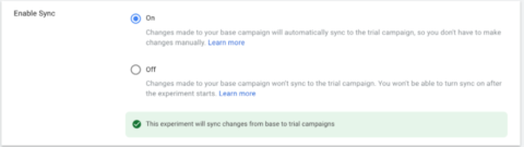 New Google Ads Experience Sync section.