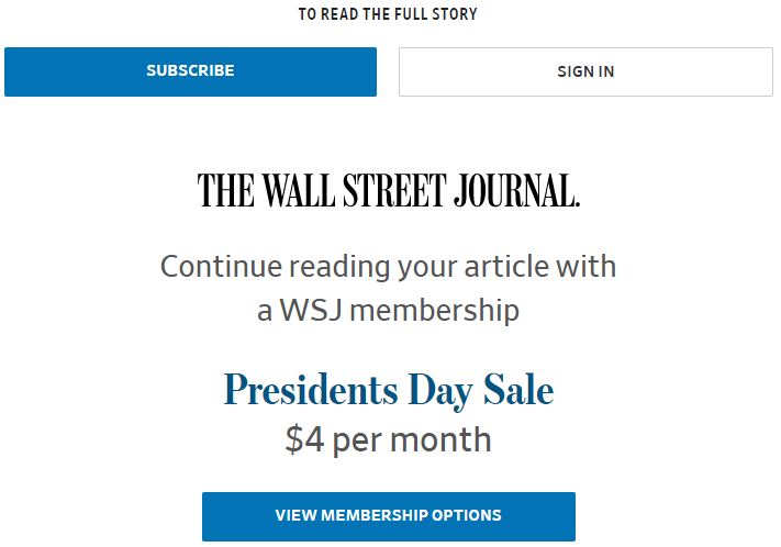 Example of a fixed paywall.