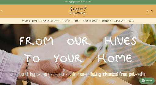 Happy Organics Shopify store