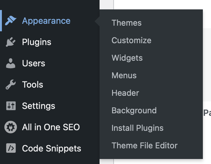 Access to the theme file editor in WordPress