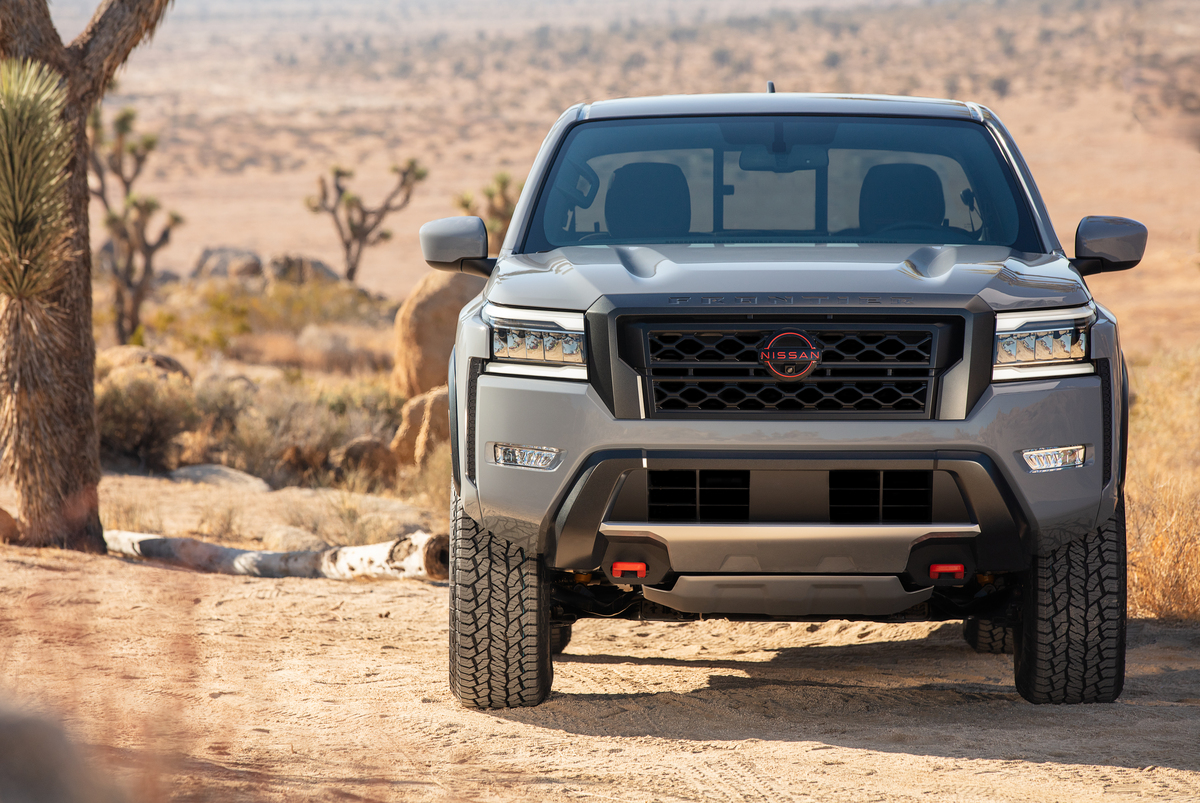 The 2022 Nissan Frontier seen in the desert.
