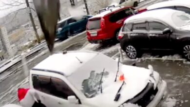 Watch: Miracle Escape as Giant Concrete Slab Hits Car — Viral Video!