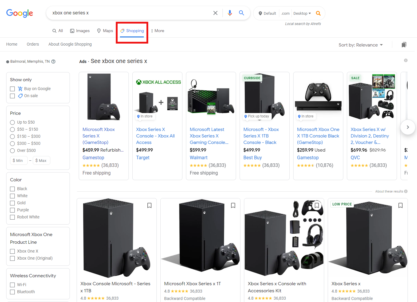 Google search result for xbox one