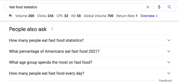 He also asked people about fast food statistics