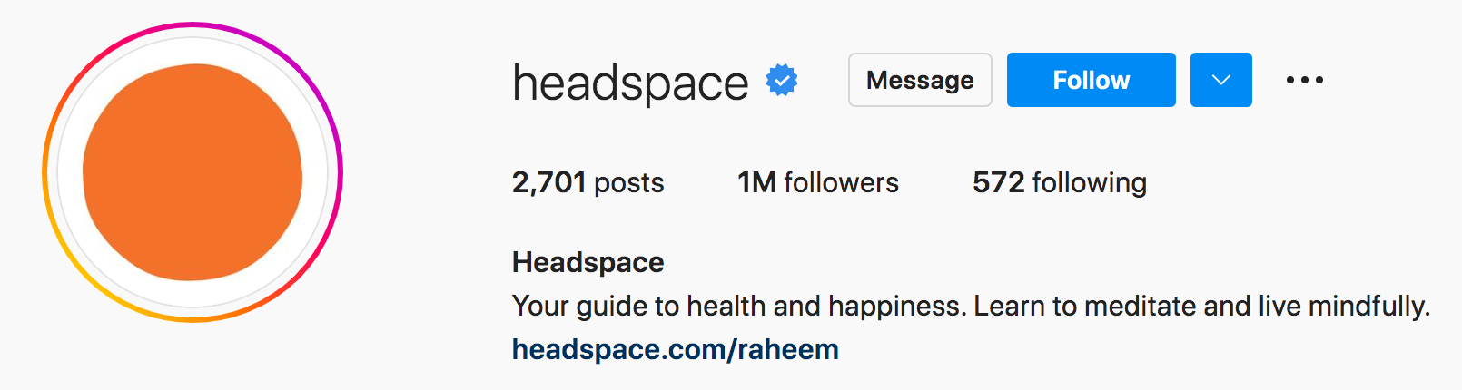 headspace instagram bio