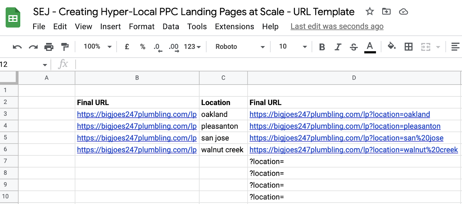 Landing page URLs