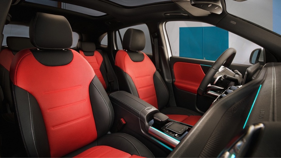 Black and red seats in the 2023 Mercedes-Benz GLA-Class luxury SUV, the most affordable new Mercedes-Benz car