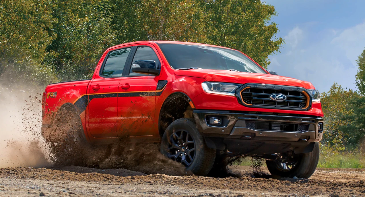 2023 Ford Ranger Red Midsize Off-Road Pickup Truck.