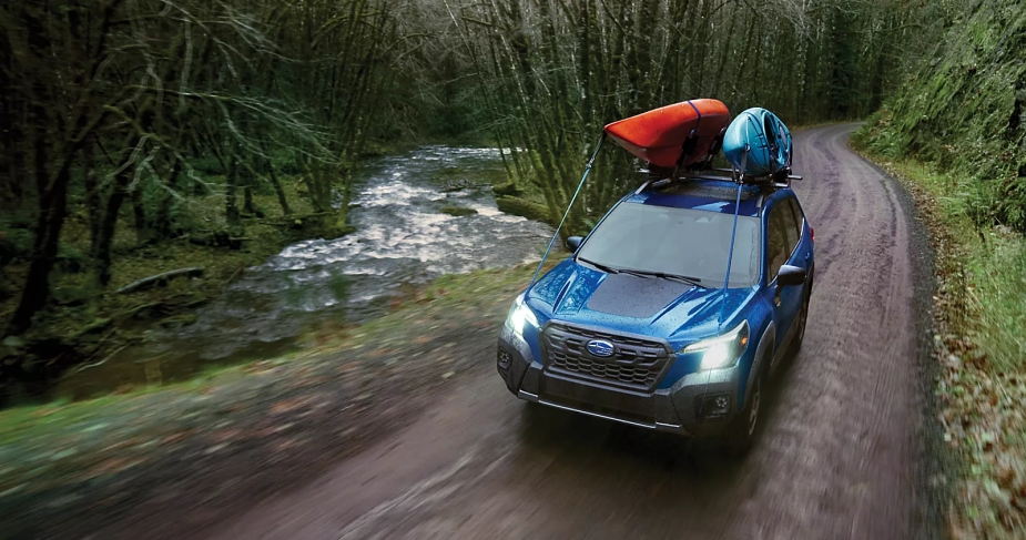 A 2023 Subaru Forester SUV shows its rugged side.