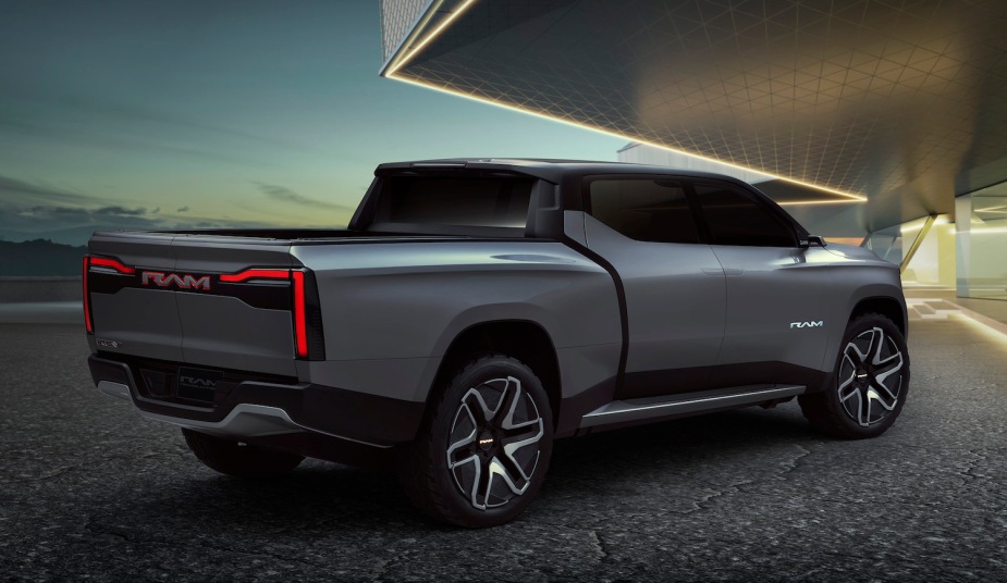 The Ram Revolution electric truck concept focuses on towing capability over other scales.