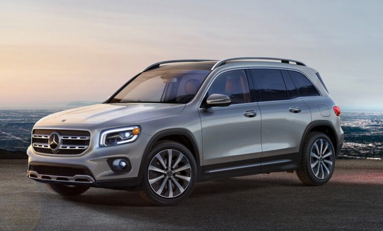 A gray 2022 Mercedes-Benz GLB luxury subcompact SUV.