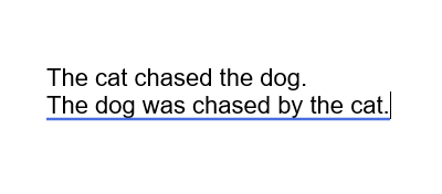 Two sentences: The cat chased the dog.  The cat chased the dog.
