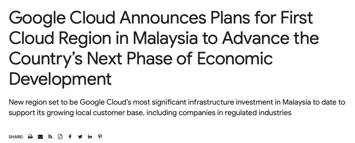 Here's an example of a press release from Google Cloud.