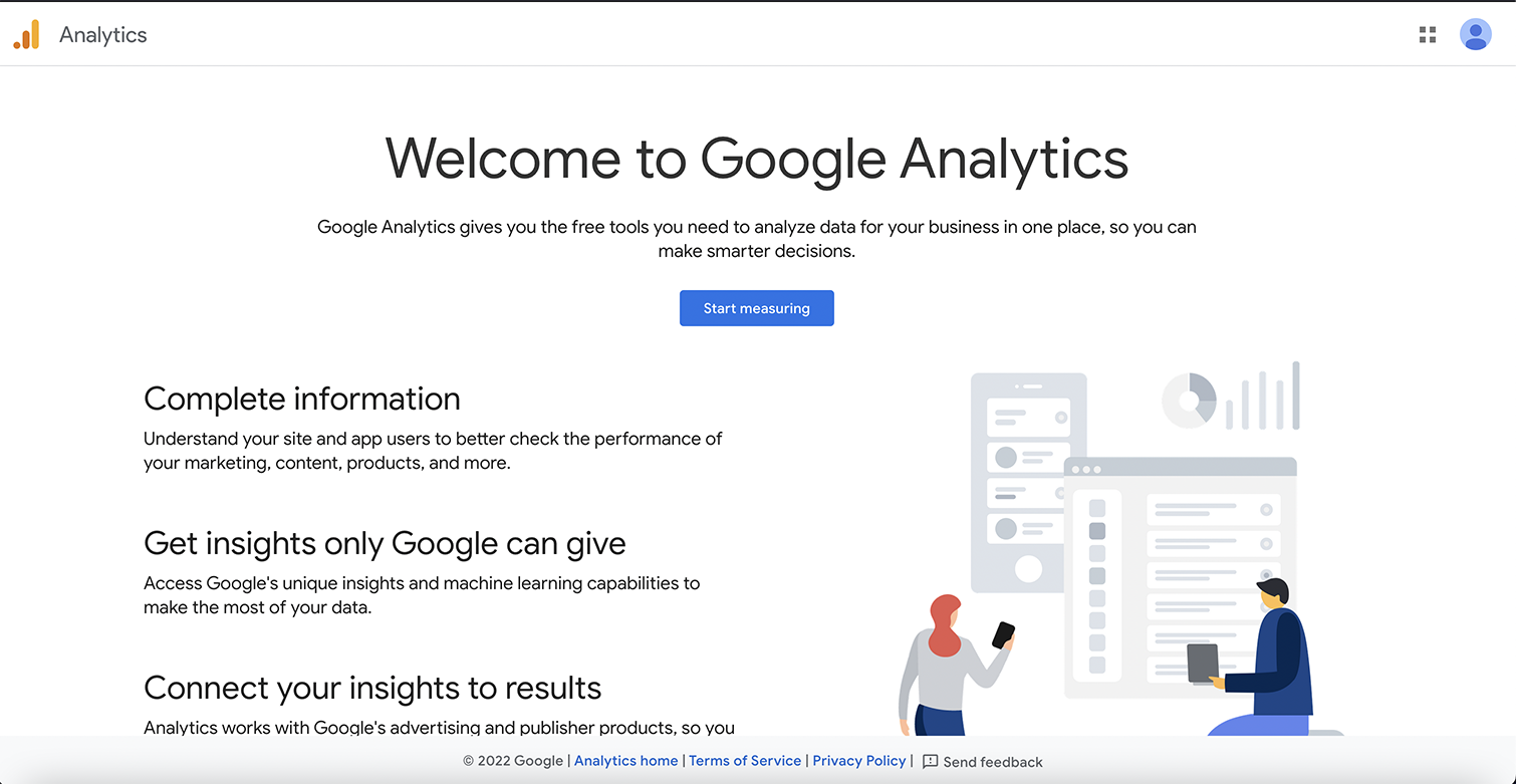 Welcome to the Google Analytics screen