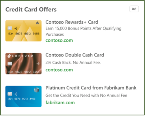 Credit card ads Microsoft ads