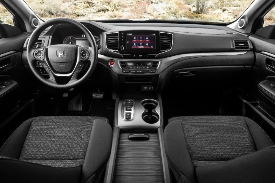 Dashboard on 2023 Honda Ridgeline Consumer Reports Only Recommended Midsize Pickup Due to Reliability  