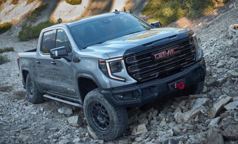 A 2022 GMC Sierra 1500 AT4X full-size truck off-road driving: pros and cons.