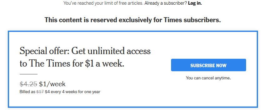 An example of a paywall.
