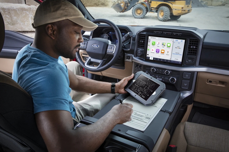 The interior of the 2023 Ford F-150 with its own workspace. 