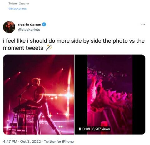 Screenshot showing an image next to a playable video in a single Tweet