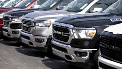 A row of Ram trucks where people could be looking for the lowest insurance cost with a recent accidentAccident
