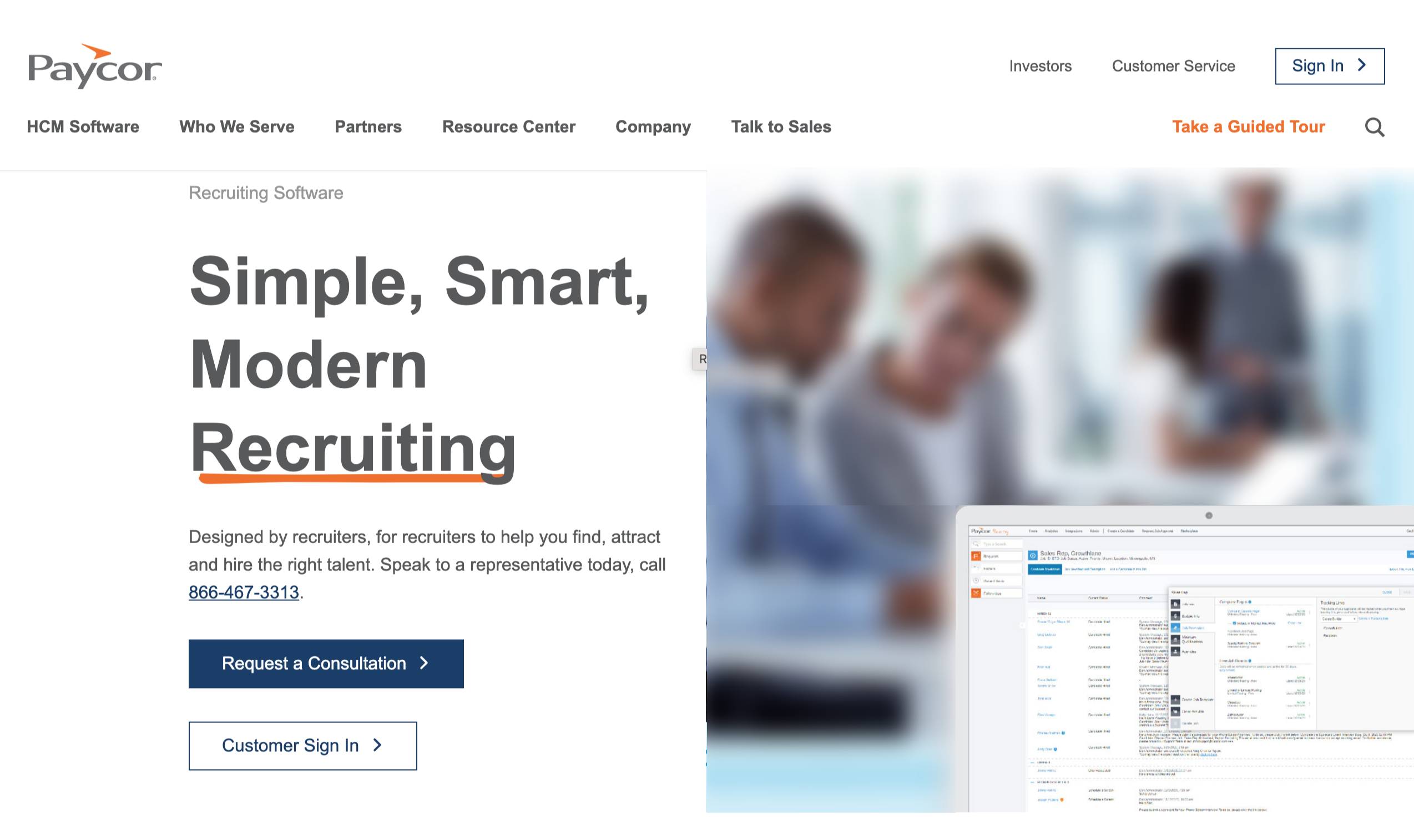 HR software product website.