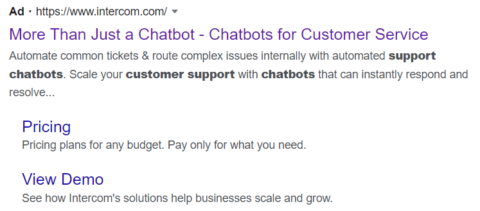 bofu example on google search for chatbot service