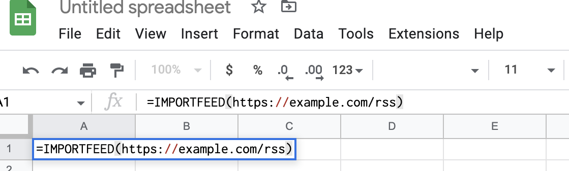 Import RSS feeds into Google Sheets for Excel