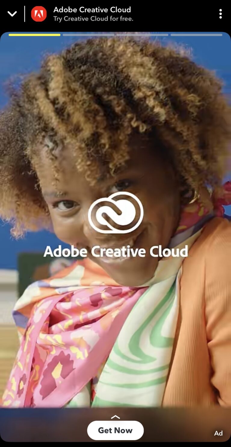 Example of Snapchat ads from Adobe