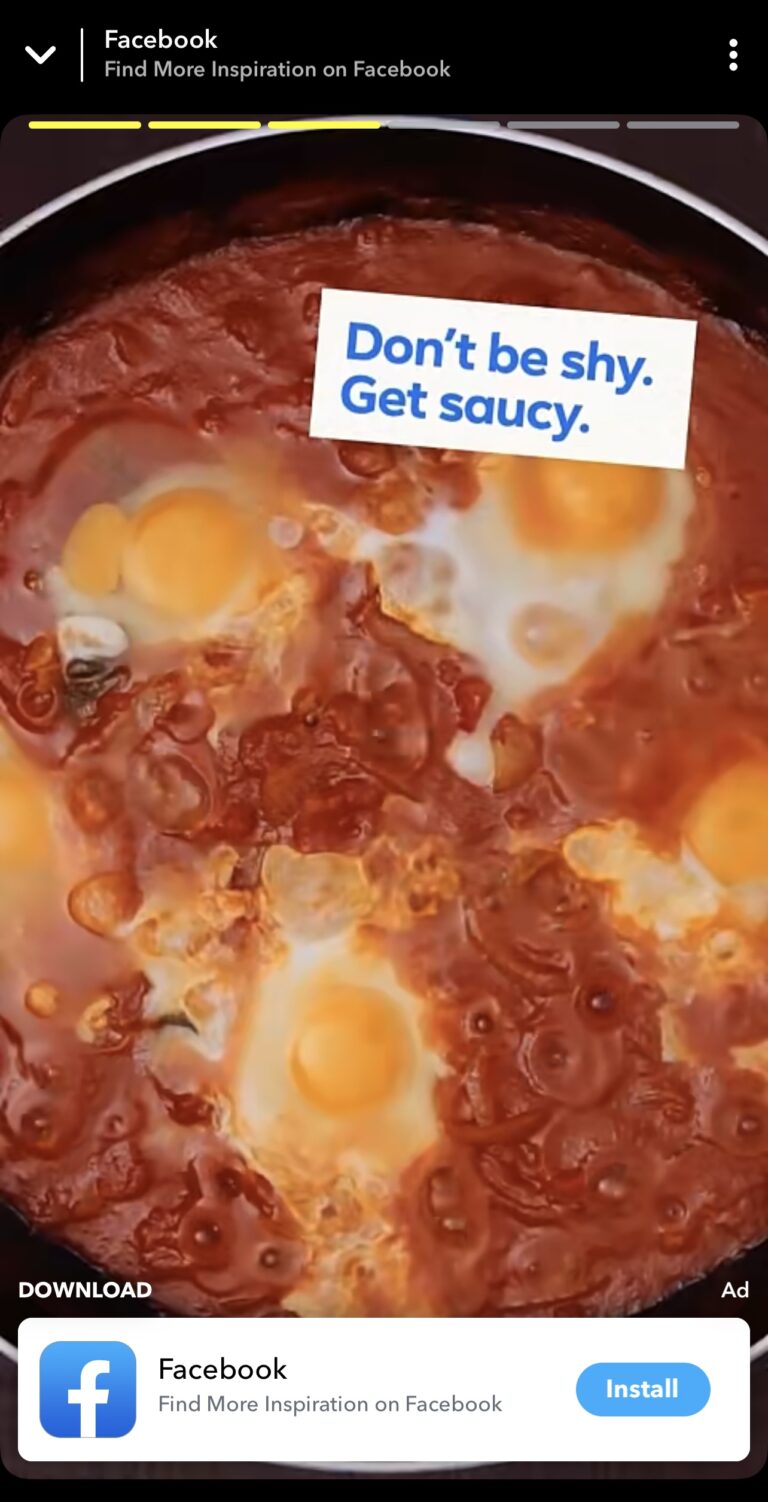 An example of Snapchat ads from Facebook