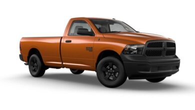 This is an orange Ram 1500 Classic.