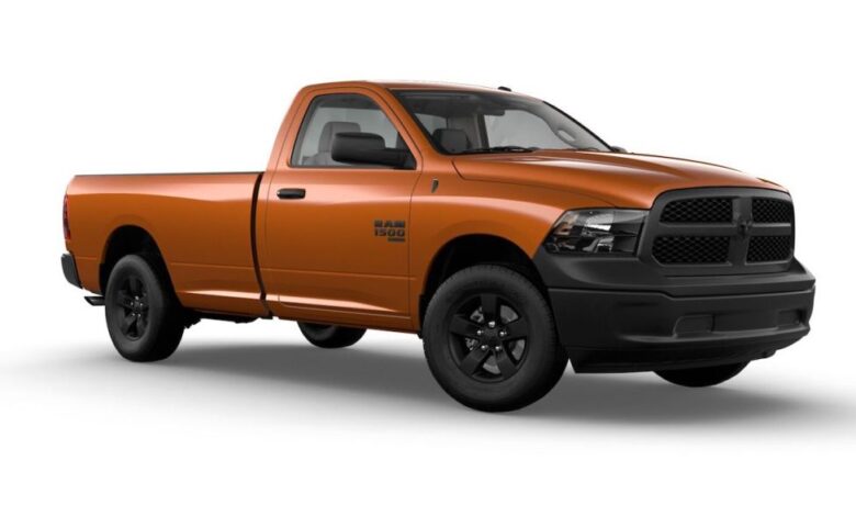 This is an orange Ram 1500 Classic.