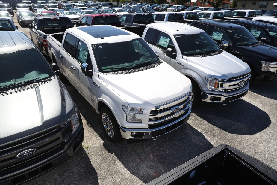 A group of 2017 Ford F-150 trucks in a parking lot.  Now, it's an affordable used pickup.