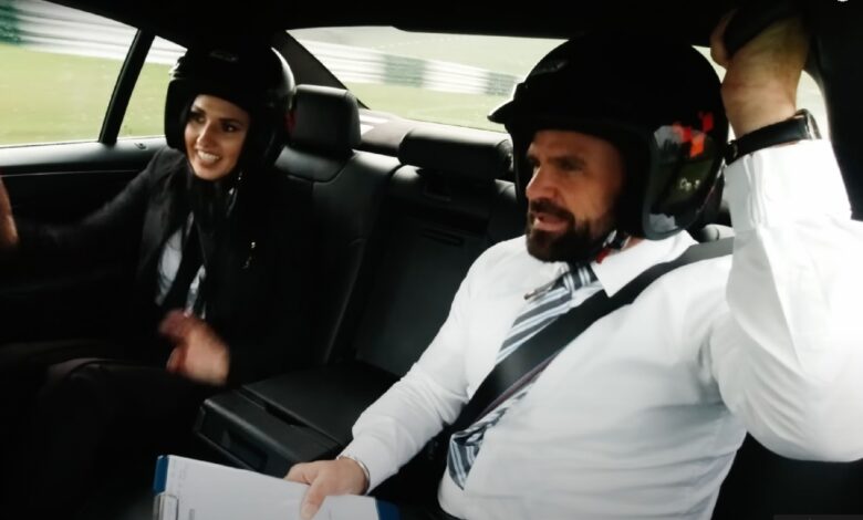 Boss Interviews Candidates in BMW M5 Speeding 110 MPH on Racetrack