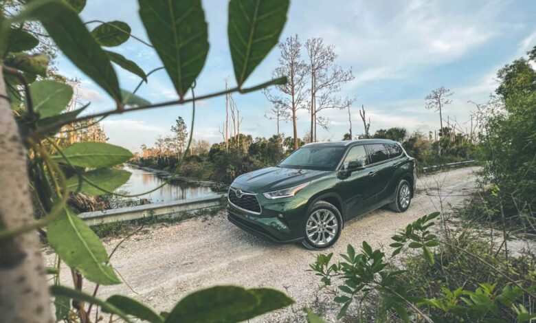 A 2023 Toyota Highlander Limited through the bushes