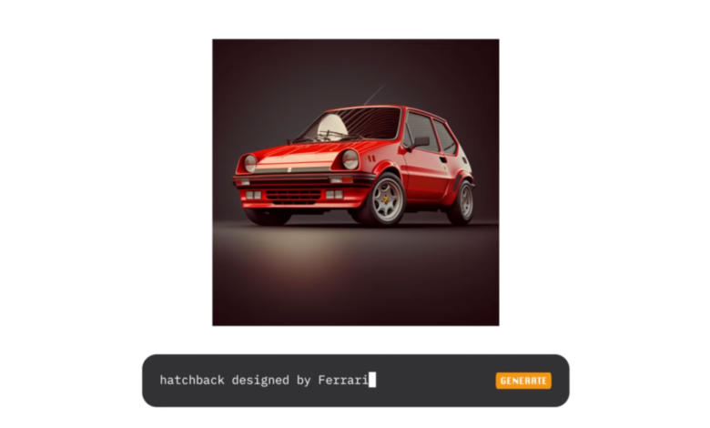 A red Ferrari hatchback design made by AI