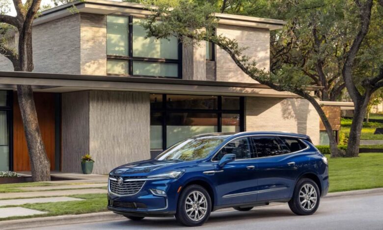 The best midsize American SUVs include this blue 2023 Buick Enclave