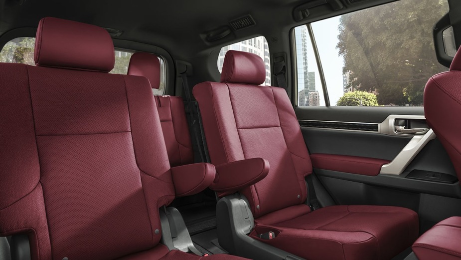 Seating in the 2023 Lexus GX, showing Consumer Reports calls it the most reliable new SUV, not a Toyota or Honda