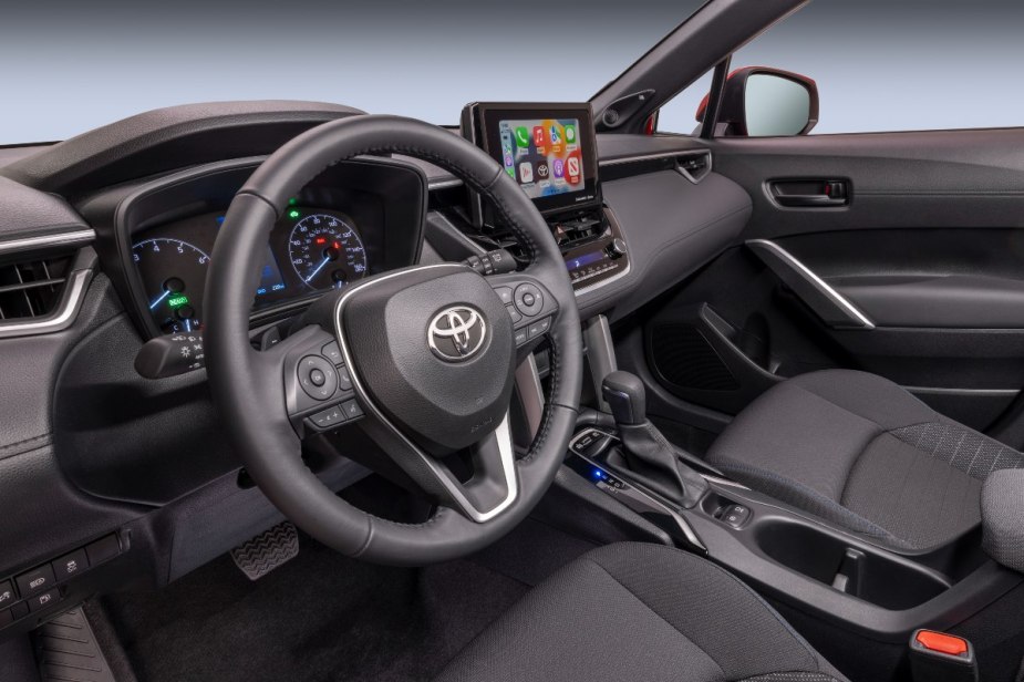 Dashboard in 2023 Toyota Corolla Cross, Toyota's most affordable new SUV, offering a new fuel-efficient hybrid model