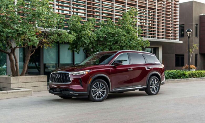 SUVs with the best safety features include this red 2023 Infiniti QX60