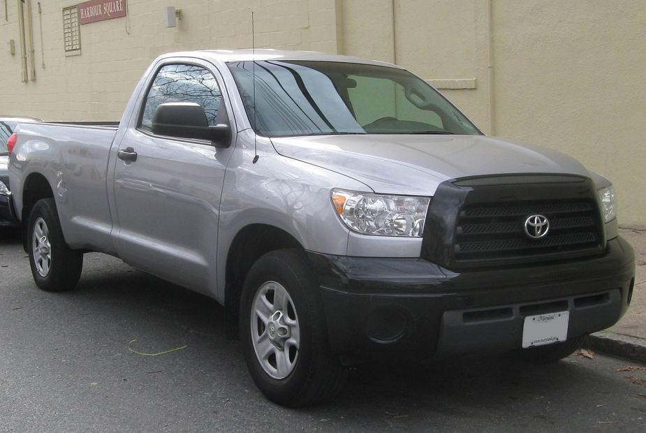 This 2010 Toyota Tundra is parked on the street as a full-size truck.