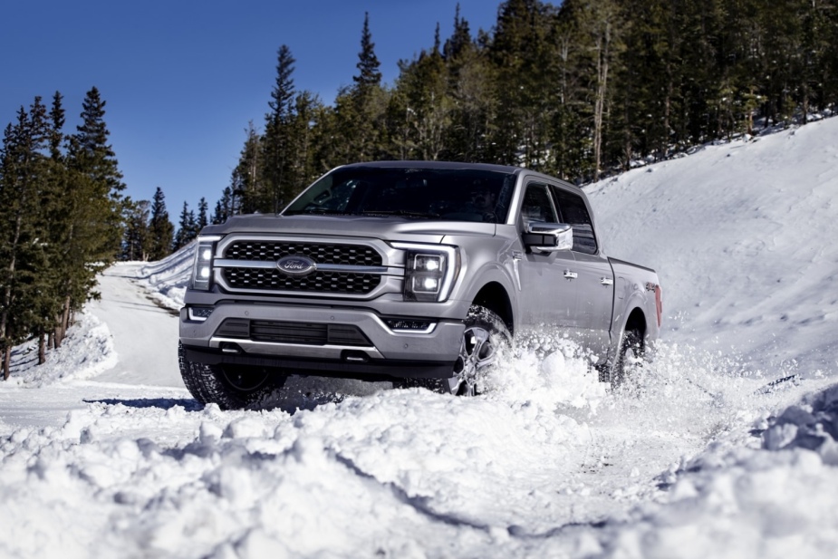 The best Ford trucks and SUVs include the F-150 in the snow