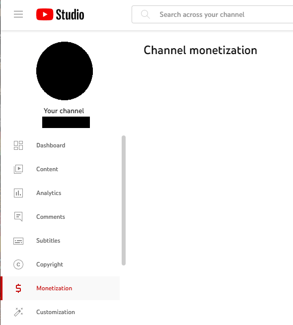 Monetization channel on YouTube