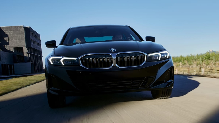 Front view of the 2023 BMW 3 Series, highlighting the notoriety of BMW drivers and studies of psychopathy and intelligence