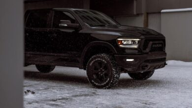 This black Ram 1500 pickup truck parked on a snowy driveway is a common vehicle to steal.