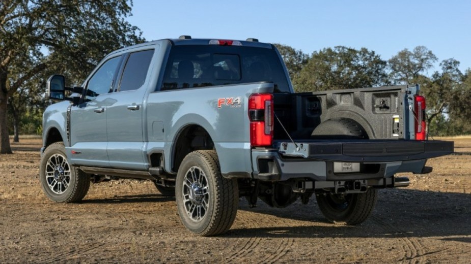 2023 Ford Super Duty features side and rear bumper steps